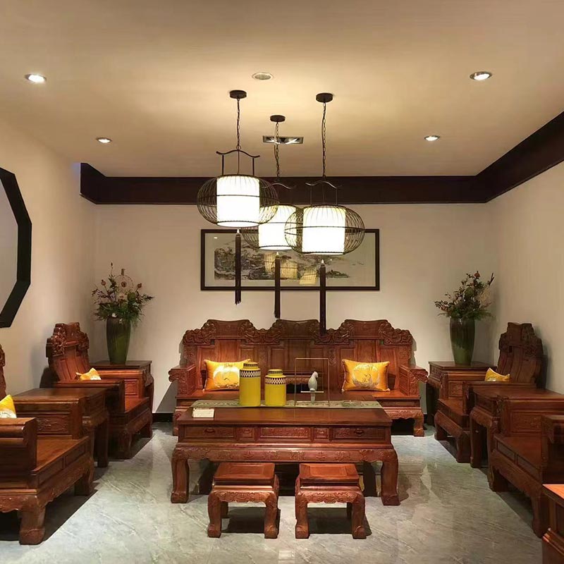 Bagong Chinese Solid Wood Ancient Style Sofa para sa Sala